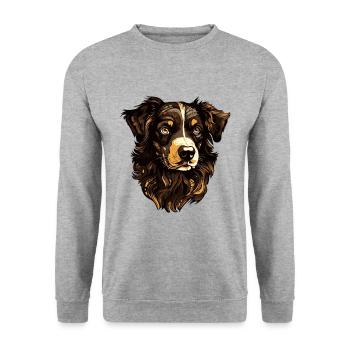 Border Collie chien tête Animal - Sweat-shirt Unisexe - gris chiné - Devant - Alina (178cm) & Michal (187cm)