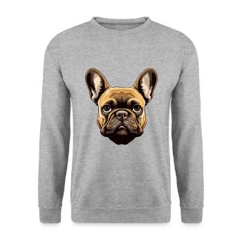 Tête de chien bouledogue français - Sweat-shirt Unisexe - gris chiné - Devant - Alina (178cm) & Michal (187cm)