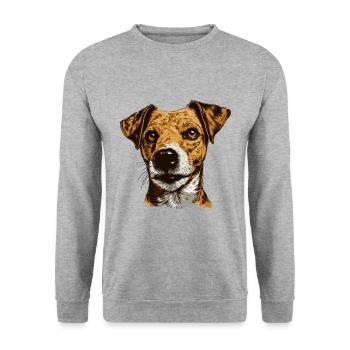 Jack Russel Terrier Hund Kopf - Unisex Pullover - Weißgrau meliert - Vorne - Alina (178cm) & Michal (187cm)