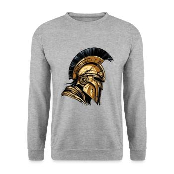 Spartan Helmet Gladiator Sparta Warrior - Unisex Sweatshirt - salt & pepper - Front - Alina (178cm) & Michal (187cm)