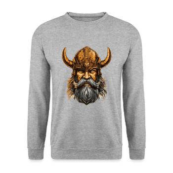 Viking Head Warrior Odin Valhalla - Unisex Sweatshirt - salt & pepper - Front - Alina (178cm) & Michal (187cm)