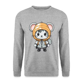 Mouse Winter Comic - Unisex Sweatshirt - salt & pepper - Front - Alina (178cm) & Michal (187cm)