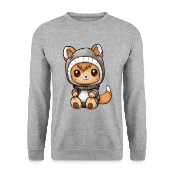 Bande dessinée d’hiver écureuil - Sweat-shirt Unisexe - gris chiné - Devant - Alina (178cm) & Michal (187cm)