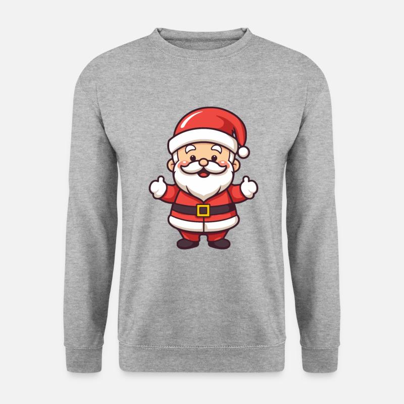 Weihnachtsmann Comic Weihnachten - Unisex Pullover - Weißgrau meliert