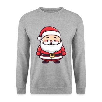 Weihnachtsmann Lustig Comic Weihnachten - Unisex Pullover - Weißgrau meliert - Vorne - Alina (178cm) & Michal (187cm)