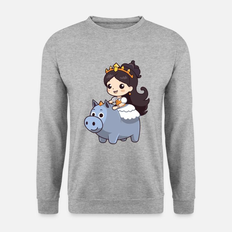 Prinzessin Schwein Comic - Unisex Pullover - Weißgrau meliert