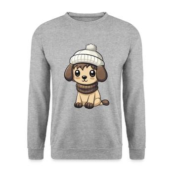 Dog Winter Animal Cute Comic - Unisex Sweatshirt - salt & pepper - Front - Alina (178cm) & Michal (187cm)