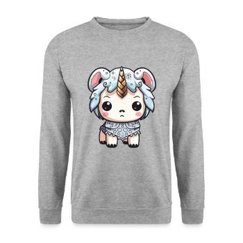 Unicorn Winter Animal Cute Comic - Unisex Sweatshirt - salt & pepper - Front - Alina (178cm) & Michal (187cm)