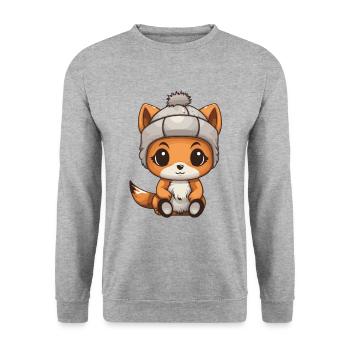 Écureuil Animal d’hiver Bande dessinée mignonne - Sweat-shirt Unisexe - gris chiné - Devant - Alina (178cm) & Michal (187cm)