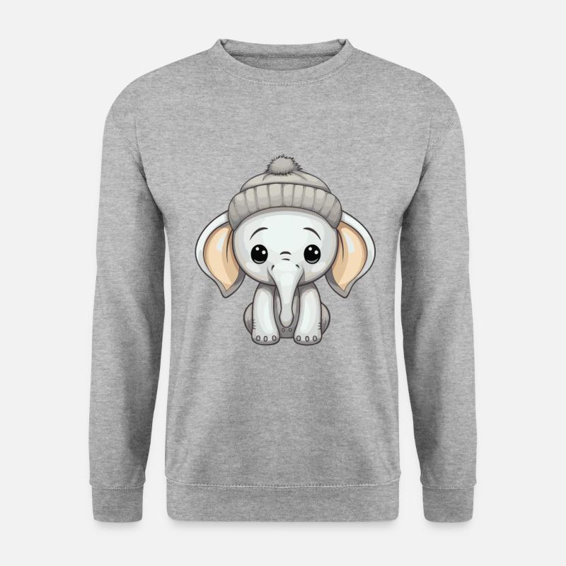 Elephant Winter Animal Cute Comic - Unisex Sweatshirt - salt & pepper