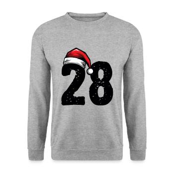 28 Numéro Noël - Sweat-shirt Unisexe - gris chiné - Devant - Alina (178cm) & Michal (187cm)