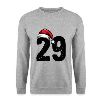 29 Zahl Weihnachten - Unisex Pullover - Weißgrau meliert - Vorne - Alina (178cm) & Michal (187cm)