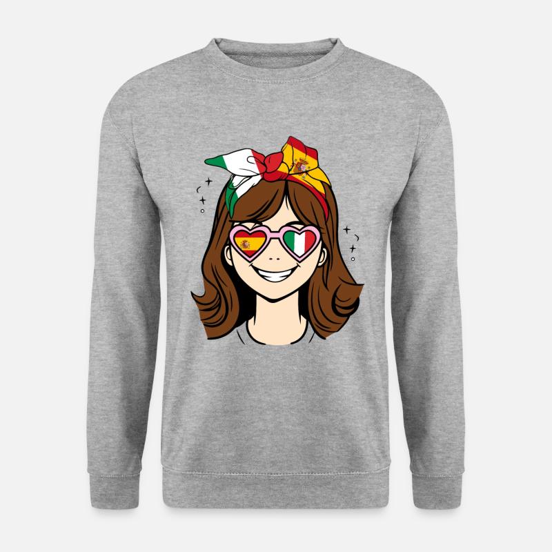 Halb Italienisch Halb Spanisch kleines Mädchen, Spanien - Unisex Pullover - Weißgrau meliert