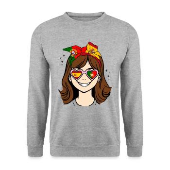 Moitié Portugais Moitié Espagnol petite fille Espagne - Sweat-shirt Unisexe - gris chiné - Devant - Alina (178cm) & Michal (187cm)