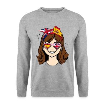 Moitié Britannique Moitié Espagnole, Espagne Unie - Sweat-shirt Unisexe - gris chiné - Devant - Alina (178cm) & Michal (187cm)