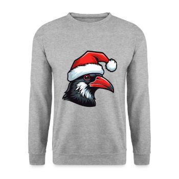 Crow Head Raven Christmas Portrait - Unisex Sweatshirt - salt & pepper - Front - Alina (178cm) & Michal (187cm)