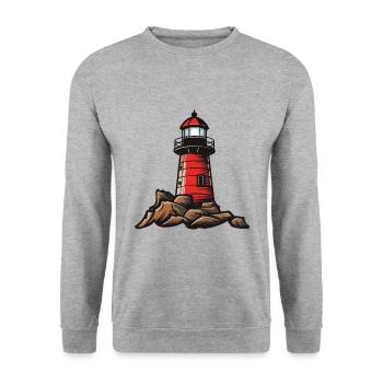 Leuchtturm Symbol - Unisex Pullover - Weißgrau meliert - Vorne - Alina (178cm) & Michal (187cm)