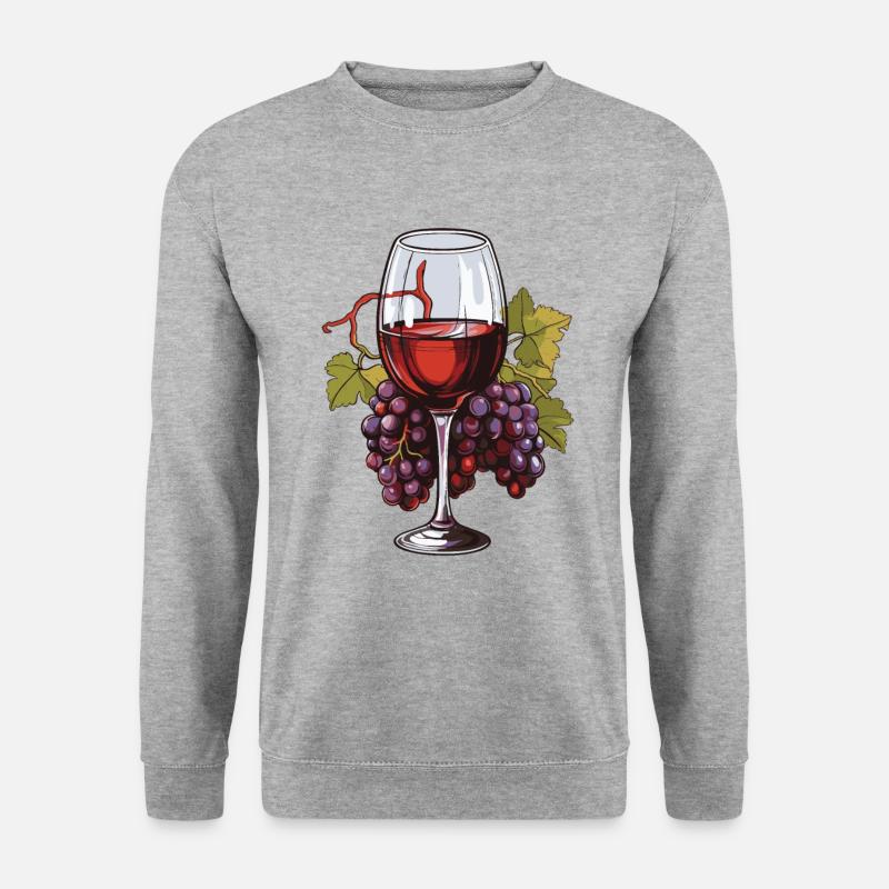 Weinglas Trauben Wein - Unisex Pullover - Weißgrau meliert