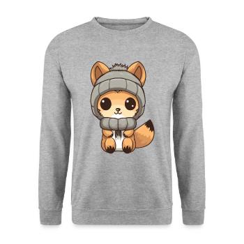 Eichhörnchen Winter Tier Baby Comic - Unisex Pullover - Weißgrau meliert - Vorne - Alina (178cm) & Michal (187cm)