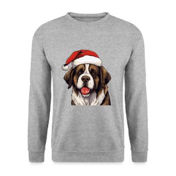 Saint Bernand Dog Christmas Portrait Xmas - Unisex Sweatshirt - salt & pepper - Front - Alina (178cm) & Michal (187cm)