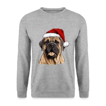 Boerboel Dog Christmas Portrait Xmas - Unisex Sweatshirt - salt & pepper - Front - Alina (178cm) & Michal (187cm)