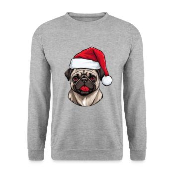 Pug Dog Pug Christmas Portrait Xmas - Unisex Sweatshirt - salt & pepper - Front - Alina (178cm) & Michal (187cm)