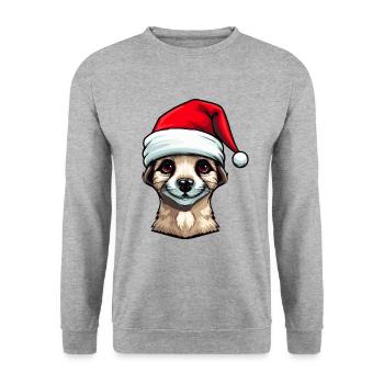 Suricate Noël Animal Portrait Noël - Sweat-shirt Unisexe - gris chiné - Devant - Alina (178cm) & Michal (187cm)