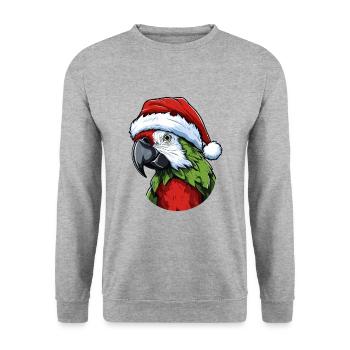 Perroquet Noël Animal Portrait Noël - Sweat-shirt Unisexe - gris chiné - Devant - Alina (178cm) & Michal (187cm)