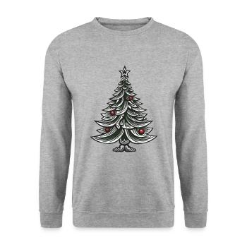 Weihnachtsbaum Tanne Weihnachten - Unisex Pullover - Weißgrau meliert - Vorne - Alina (178cm) & Michal (187cm)