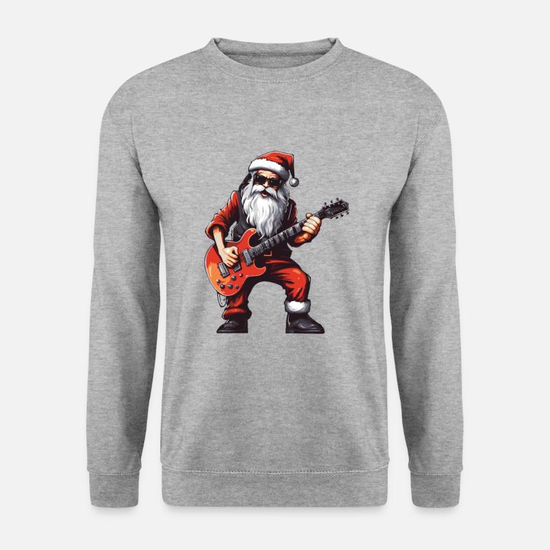 Weihnachtsmann Gitarre Santa - Unisex Pullover - Weißgrau meliert