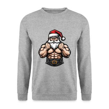 Santa Muscles Bodybuilding Fitness - Unisex Sweatshirt - salt & pepper - Front - Alina (178cm) & Michal (187cm)