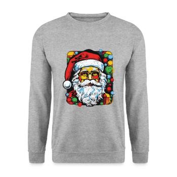 Père Noël coloré Père Noël Père Noël - Sweat-shirt Unisexe - gris chiné - Devant - Alina (178cm) & Michal (187cm)