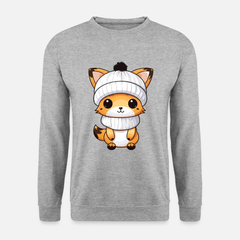 Fox Winter Comic Illustration - Unisex Sweatshirt - salt & pepper