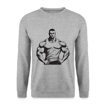 Bodybuilder Muscles Workout Gym - Unisex Sweatshirt - salt & pepper - Front - Alina (178cm) & Michal (187cm)