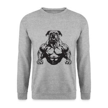 Dog Muscles Dog Workout Gym - Unisex Sweatshirt - salt & pepper - Front - Alina (178cm) & Michal (187cm)