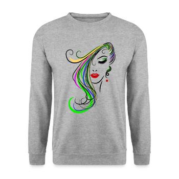 Femme aux cheveux colorés - Sweat-shirt Unisexe - gris chiné - Devant - Alina (178cm) & Michal (187cm)