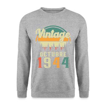 October 1944 Vinatge 1944 Birthday Gift - Unisex Sweatshirt - salt & pepper - Front - Alina (178cm) & Michal (187cm)
