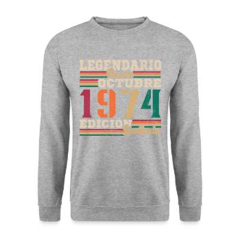 Legendary since 1974 October - Unisex Sweatshirt - salt & pepper - Front - Alina (178cm) & Michal (187cm)