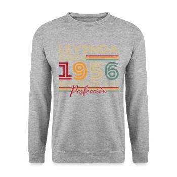 Legende seit 1956 Geburtstagsgeschenk - Unisex Pullover - Weißgrau meliert - Vorne - Alina (178cm) & Michal (187cm)
