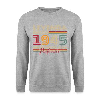 Legende seit 1945 Geburtstagsgeschenk - Unisex Pullover - Weißgrau meliert - Vorne - Alina (178cm) & Michal (187cm)