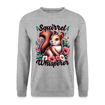 Squirrel Whisperer Floral Squirrel Lover - Unisex Sweatshirt - salt & pepper - Front - Alina (178cm) & Michal (187cm)