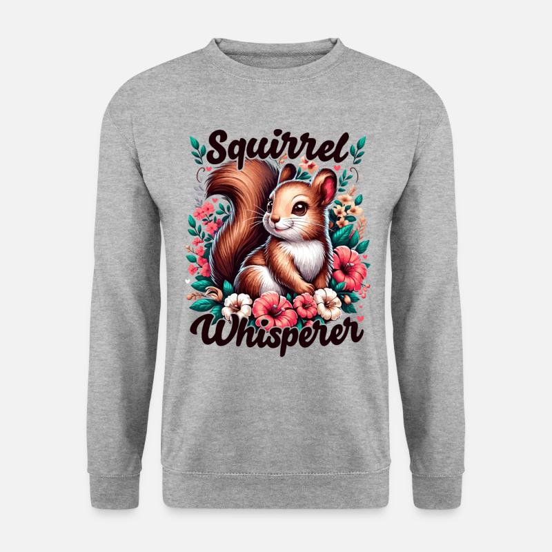 Eichhörnchenflüsterer Blumen Eichhörnchen Liebhaber - Unisex Pullover - Weißgrau meliert