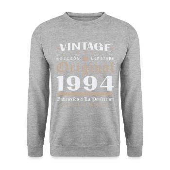 Vinatge 1994 Cadeau d’anniversaire - Sweat-shirt Unisexe - gris chiné - Devant - Alina (178cm) & Michal (187cm)