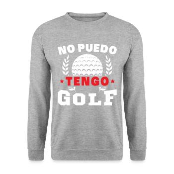 Ich kann nicht Golf spielen - Unisex Pullover - Weißgrau meliert - Vorne - Alina (178cm) & Michal (187cm)