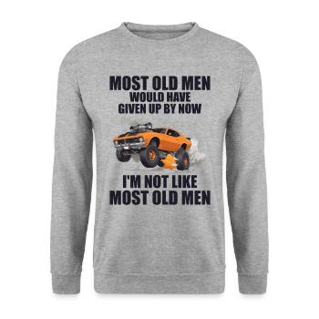 I'm Not Like Most Old Men | Funny Drag Racing - Sweat-shirt Unisexe - gris chiné - Devant - Alina (178cm) & Michal (187cm)