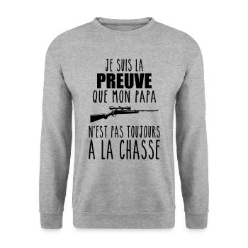 Proof that my dad hunts, hunters, hunts, hunts - Unisex Sweatshirt - salt & pepper - Front - Alina (178cm) & Michal (187cm)