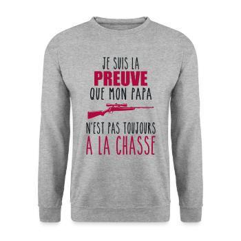 Proof that my dad hunts, hunters, hunts, hunts - Unisex Sweatshirt - salt & pepper - Front - Alina (178cm) & Michal (187cm)