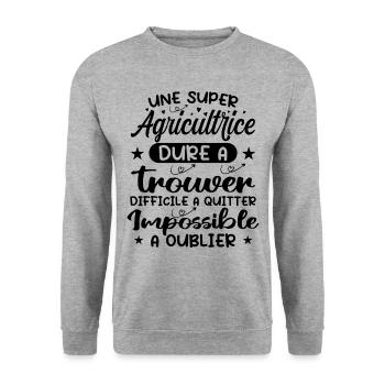 Une Super Agricultrice - Cadeau agricultrice - Sweat-shirt Unisexe - gris chiné - Devant - Alina (178cm) & Michal (187cm)