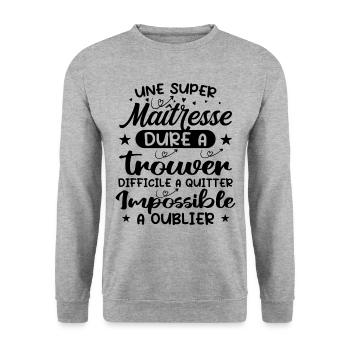 A Super Mistress - Mistress Gift - Unisex Sweatshirt - salt & pepper - Front - Alina (178cm) & Michal (187cm)
