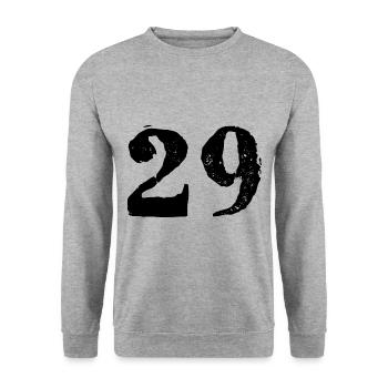 29 Zahl Trikot - Unisex Pullover - Weißgrau meliert - Vorne - Alina (178cm) & Michal (187cm)